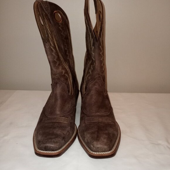ARIAT SQUARE TOE MEN'S SZ 12 COWBOY BOOT BROWN LEATHER - Picture 1 of 10